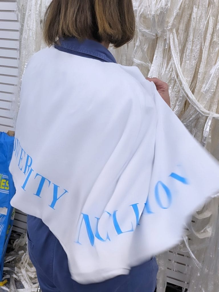 Lucy modelling the Lenzing Fibre Cape