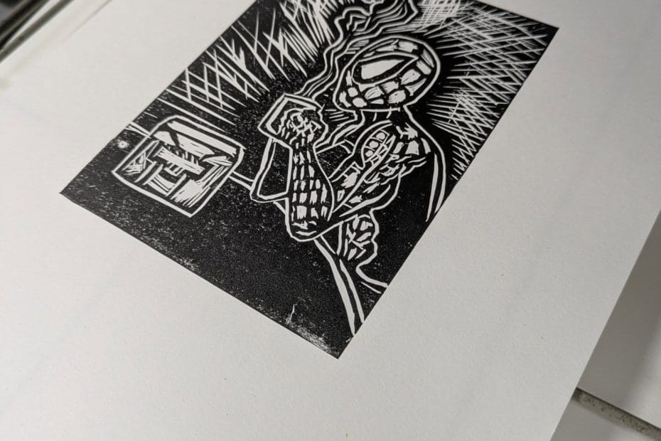 Linocut printmaking